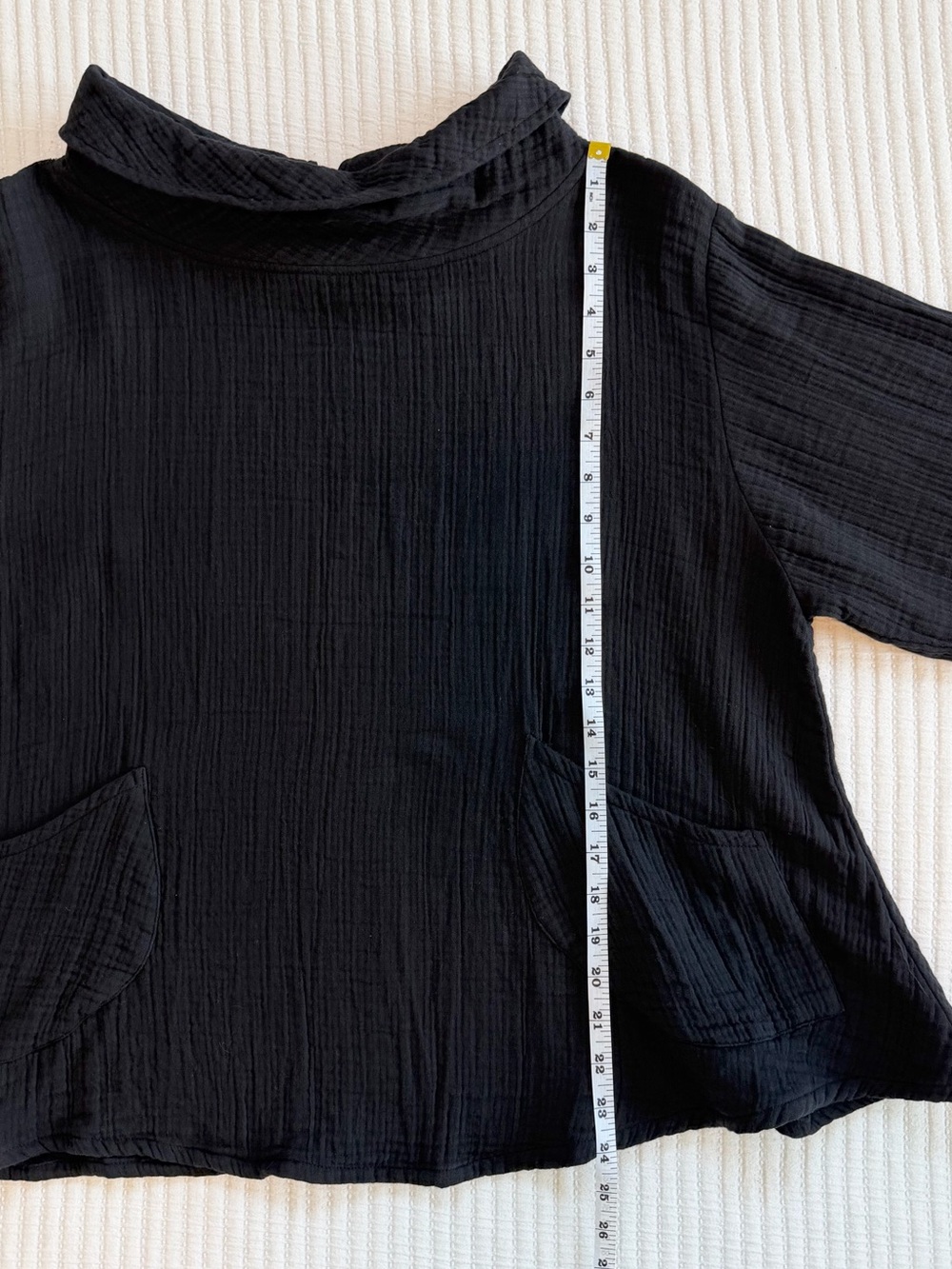Mao Mam by Pure Fit Cowl Neck Pullover Cotton Gauze Lagenlook Top with Pockets - Picture 6 of 7